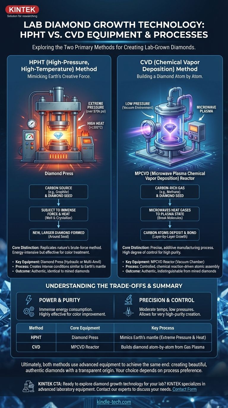 실험실 다이아몬드 성장에 사용되는 장비는 무엇인가요? HPHT 및 CVD 다이아몬드 성장 시스템 설명 시각적 가이드