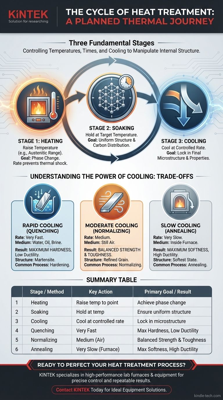 What is the cycle of heat treatment? Master the 3 Stages to Control Metal Properties Visual Guide