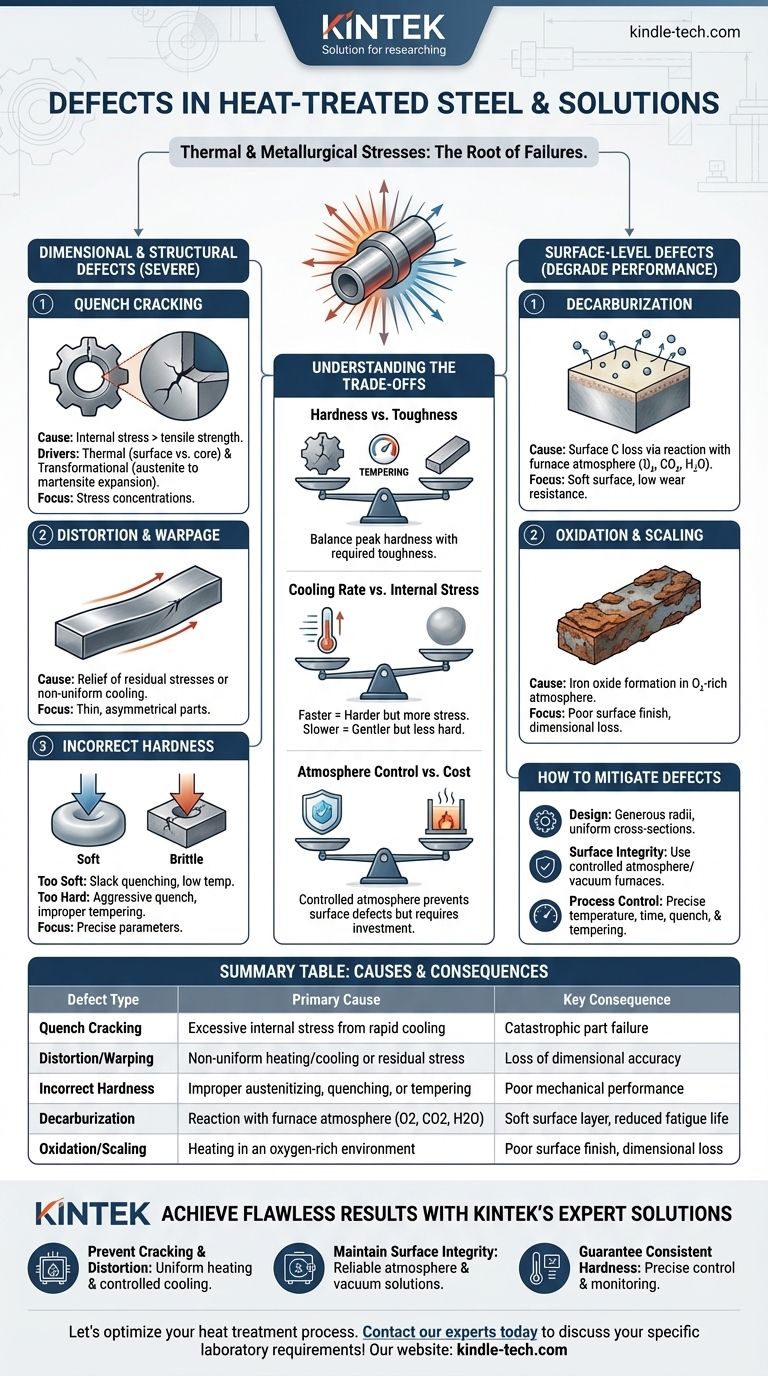 What are the defects that occur during heat treatment of steel? Prevent Cracking, Warping & Soft Spots Visual Guide