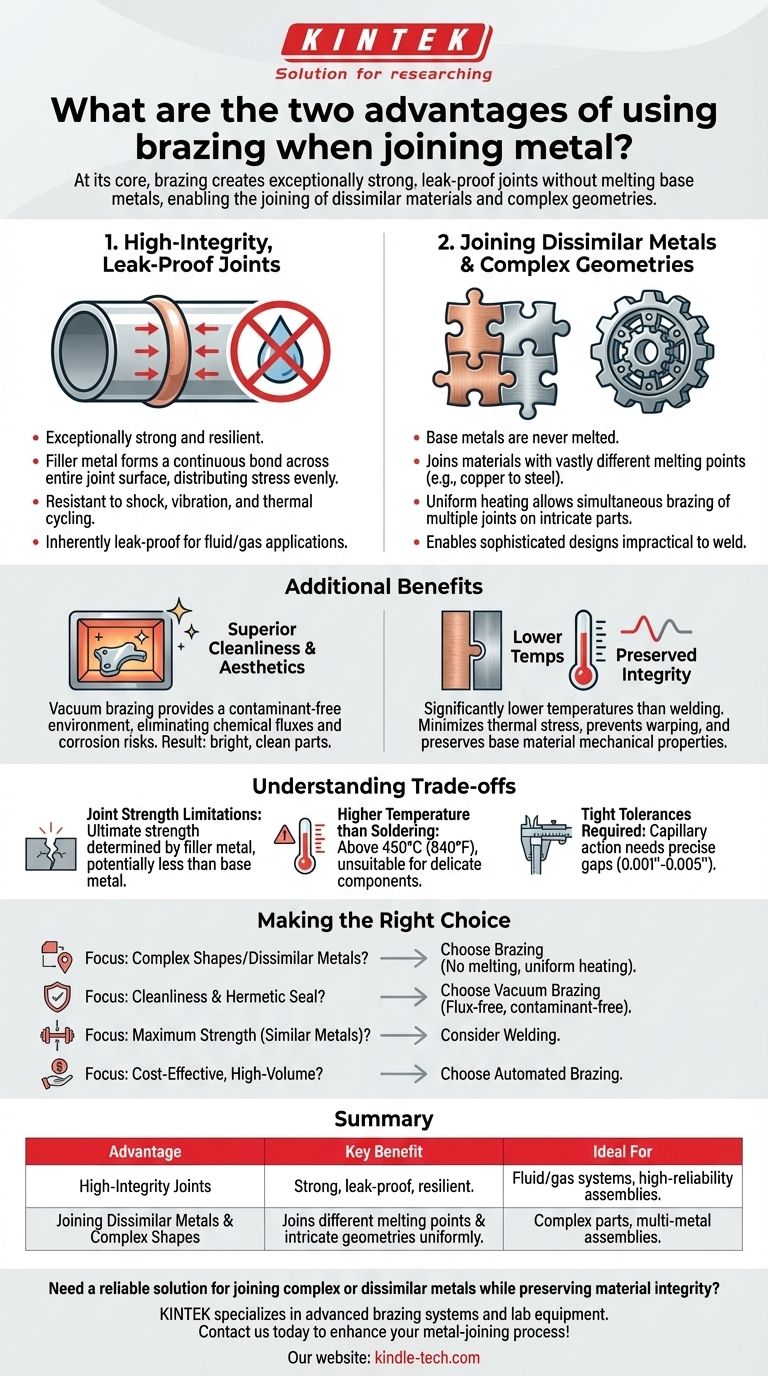 ما هما الميزتان الرئيسيتان لاستخدام اللحام بالنحاس (Brazing) عند ربط المعادن؟ تحقيق تجميعات معدنية قوية ونظيفة ومعقدة دليل مرئي