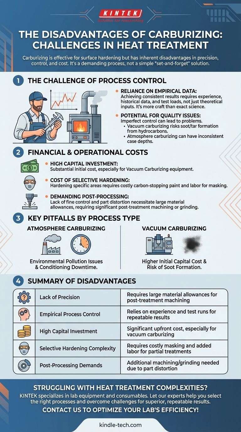 ¿Cuál es una desventaja del proceso de carburación? Altos costos, control complejo y exigencias de post-procesamiento Guía Visual