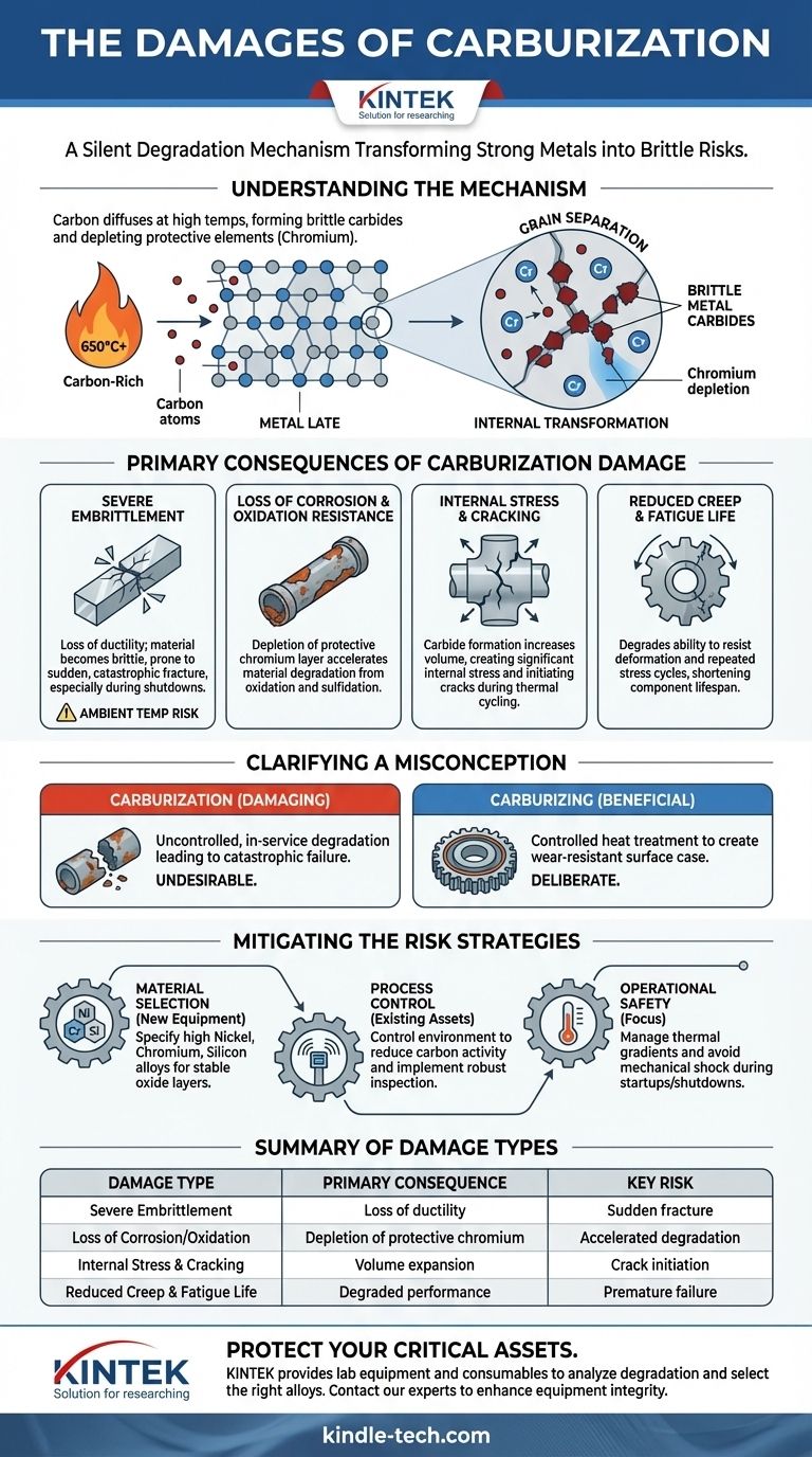 탄화에 의한 손상은 무엇인가요? 장비의 치명적인 금속 파손을 예방하세요 시각적 가이드