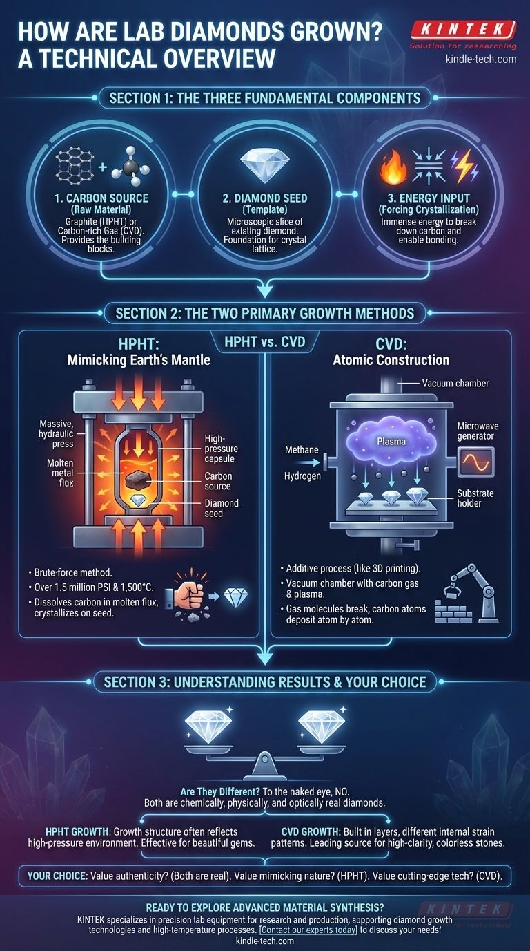 Что нужно для выращивания лабораторных алмазов? Углерод, затравка и огромная энергия: объяснение Визуальное руководство