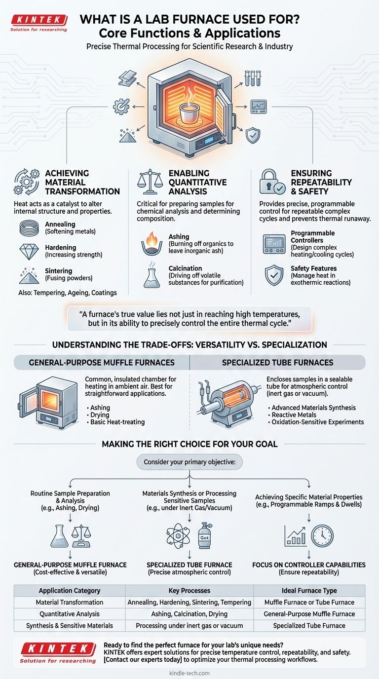 ما هو الاستخدام المخصص لفرن المختبر؟ تحويل المواد من خلال التحكم الحراري الدقيق دليل مرئي