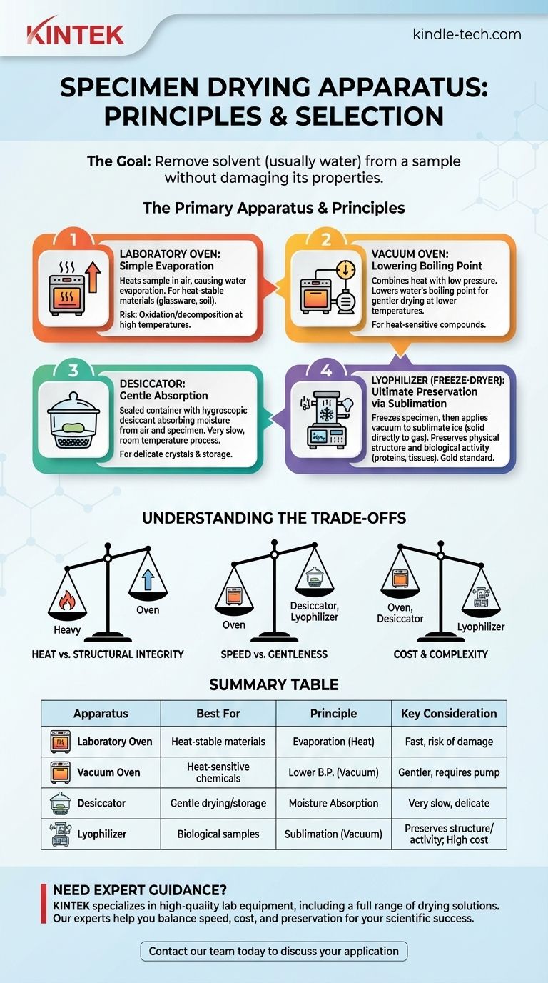 Qual aparelho é usado para secar espécimes? Escolha a Ferramenta Certa para Preservar a Integridade da Sua Amostra Guia Visual