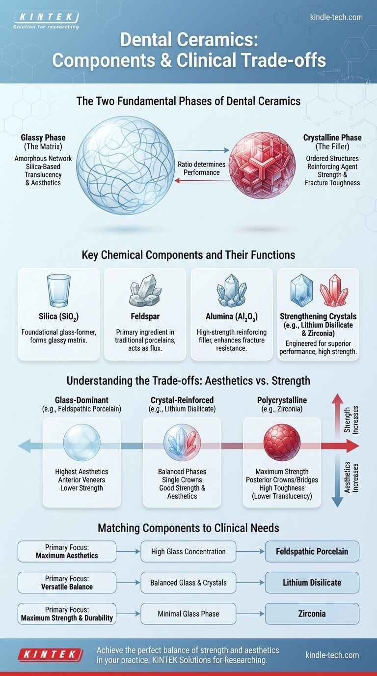 What are the components of dental ceramics? Master the Glass-Crystal Balance for Superior Restorations Visual Guide