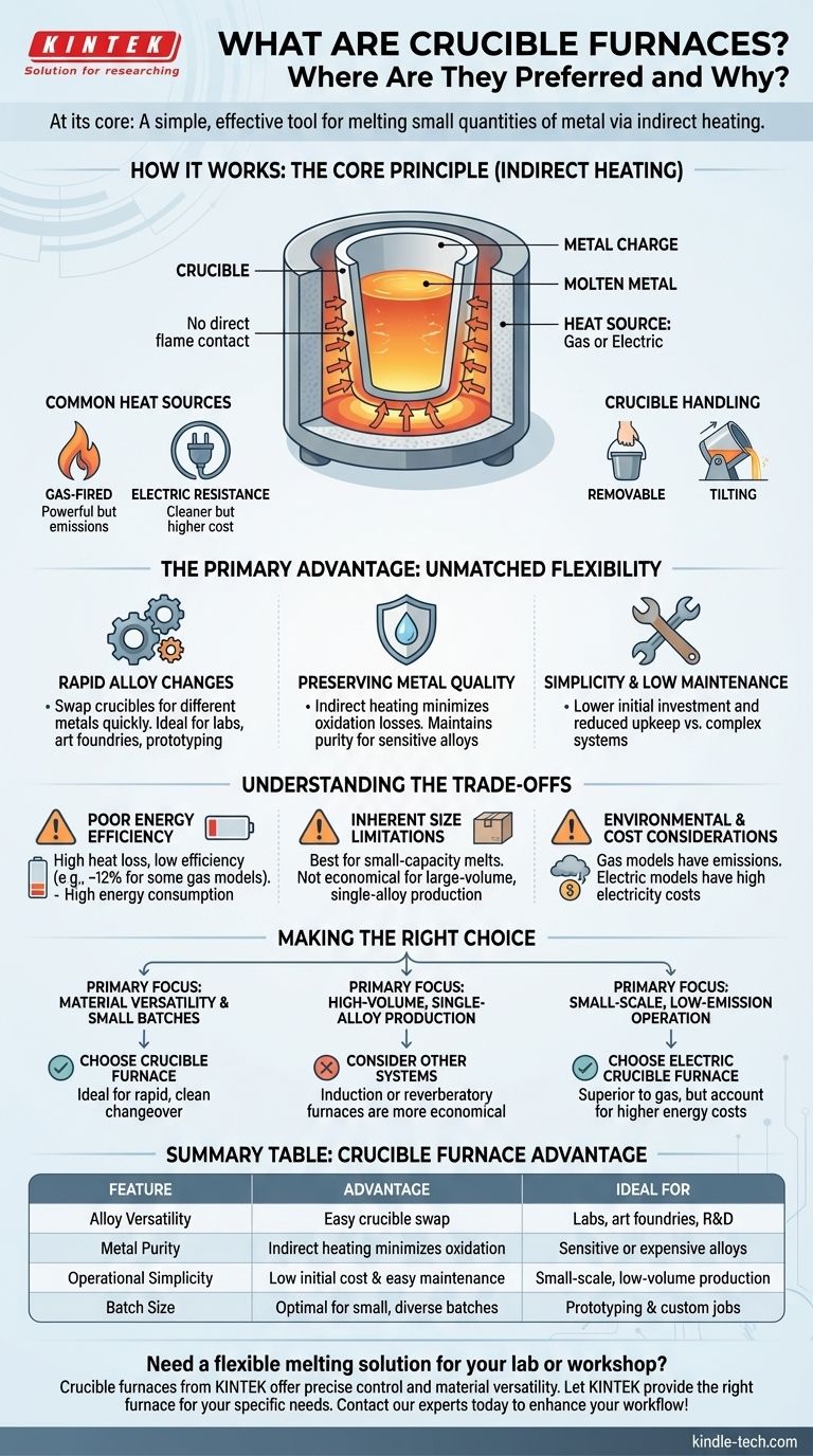 ما هي أفران البوتقة، وأين يفضل استخدامها ولماذا؟ مرونة لا مثيل لها للصهر بكميات صغيرة دليل مرئي