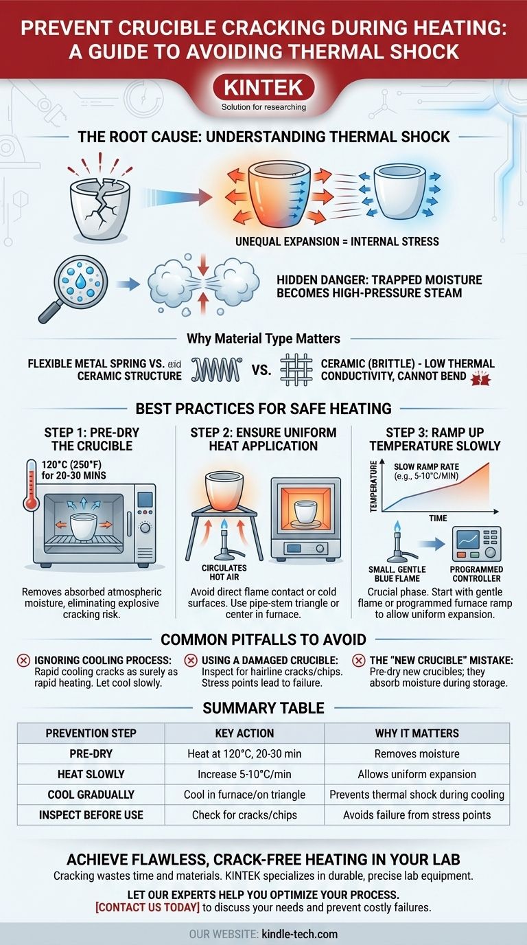 Come si previene la rottura del crogiolo durante il riscaldamento? Padroneggiare la prevenzione dello shock termico Guida Visiva