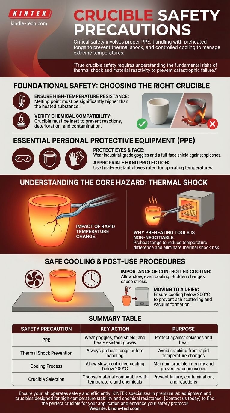 ¿Cuáles son las precauciones de seguridad de un crisol? Proteja su laboratorio contra el choque térmico y los peligros Guía Visual