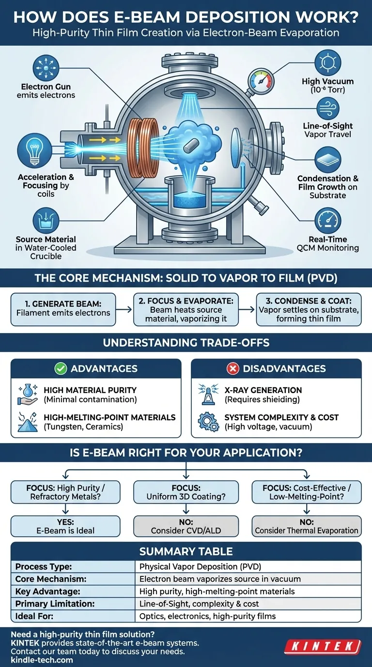 Comment fonctionne le dépôt par faisceau d'électrons ? Un guide pour le revêtement de couches minces de haute pureté Guide Visuel