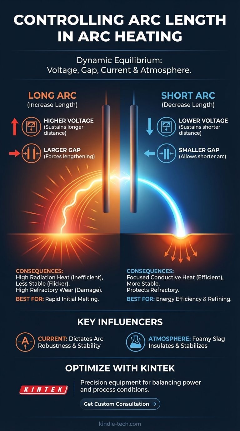 Cosa si può fare per aumentare o diminuire la lunghezza dell'arco nel riscaldamento ad arco? Tensione di esercizio, Distanza tra gli elettrodi e Atmosfera Guida Visiva