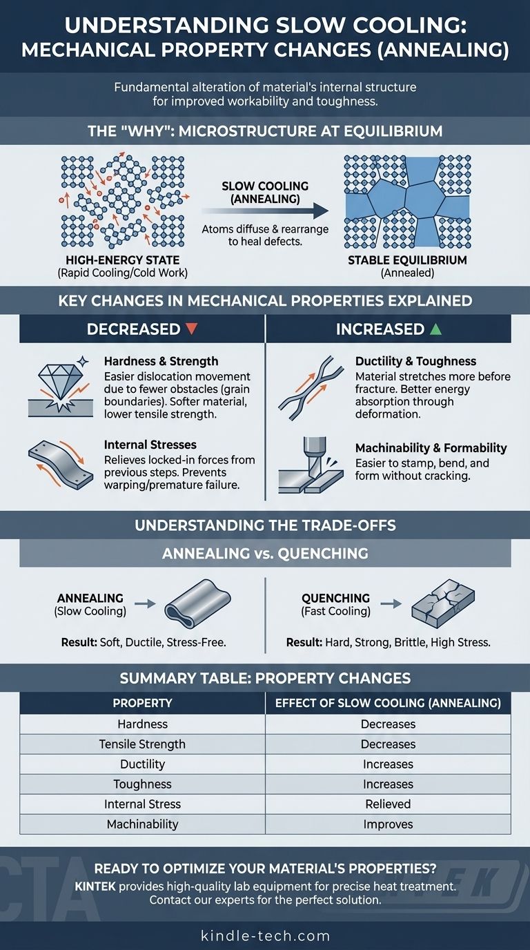 Quels sont les changements dans les propriétés mécaniques dus au refroidissement lent ? Améliorer la maniabilité et la ténacité du matériau Guide Visuel