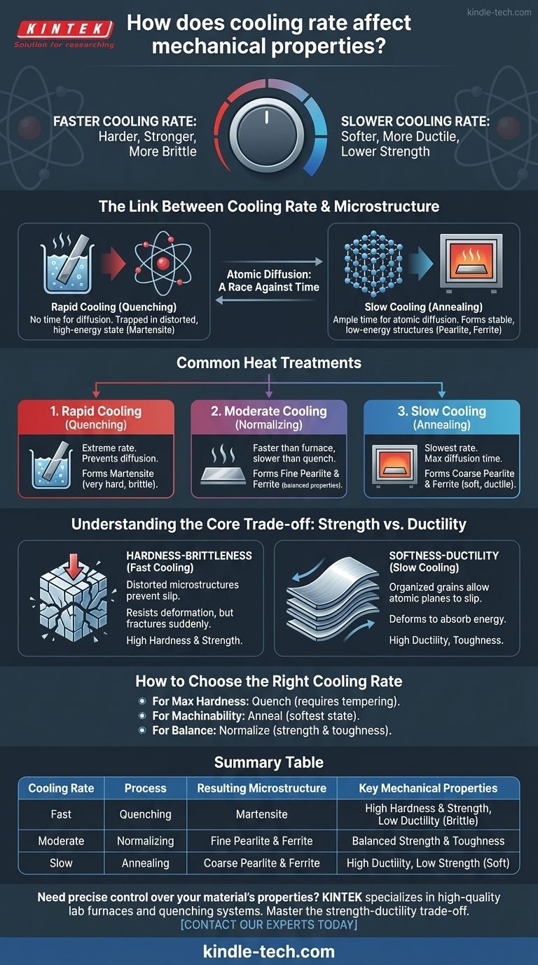 냉각 속도는 기계적 특성에 어떤 영향을 미칩니까? 강도 대 연성 트레이드오프 마스터하기 시각적 가이드