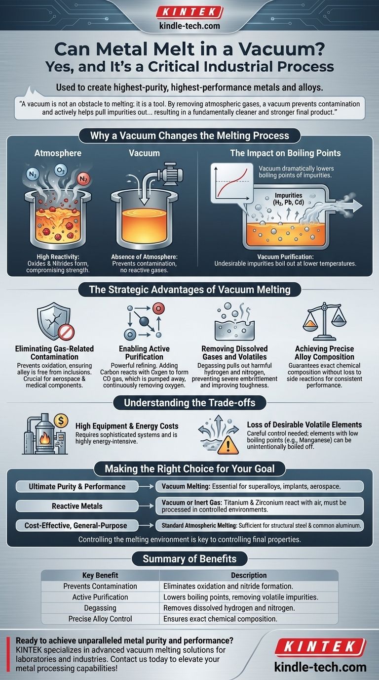 هل يمكن للمعادن أن تنصهر في الفراغ؟ تحقيق النقاء المطلق للسبائك عالية الأداء دليل مرئي
