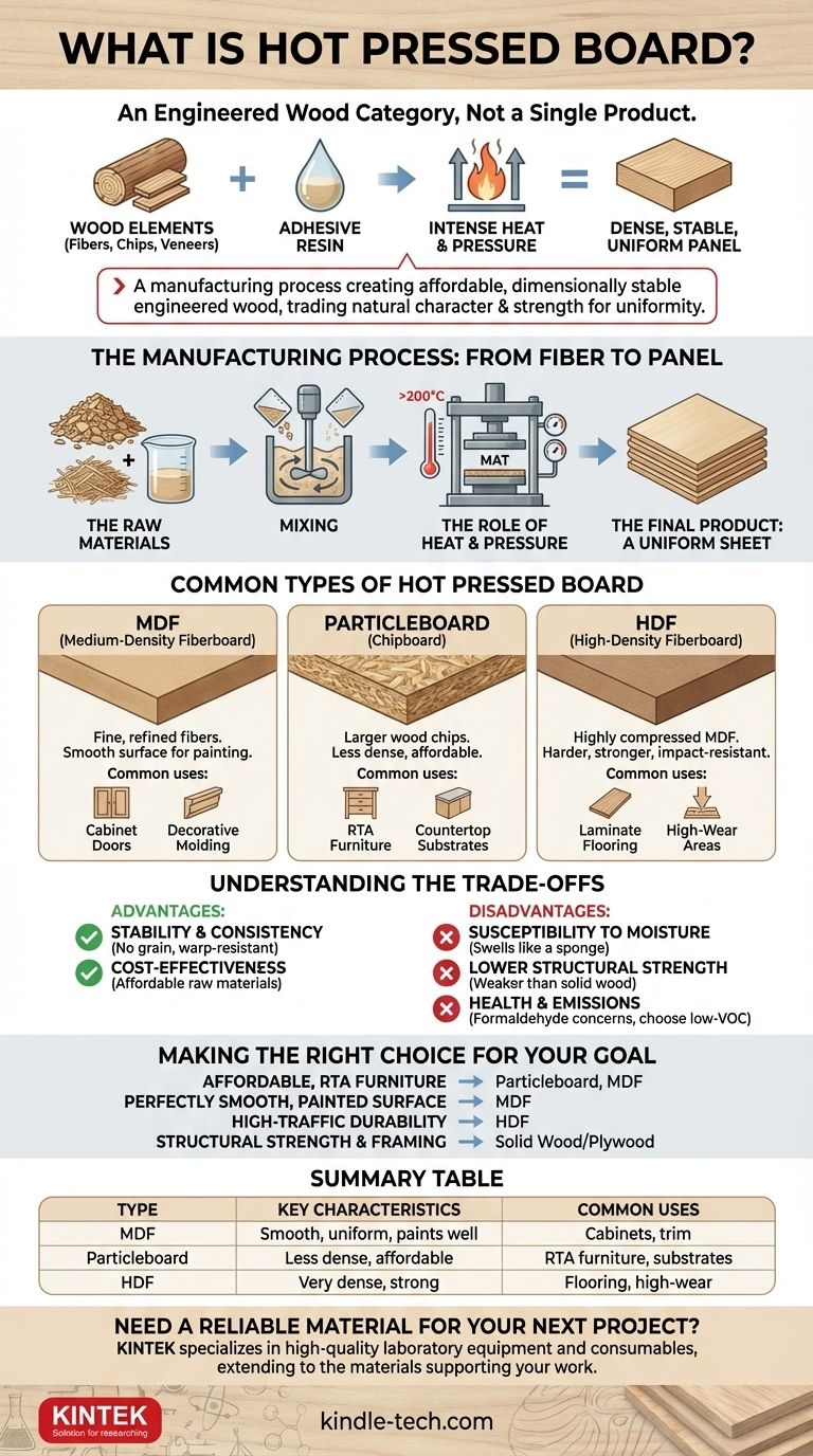 ما هو اللوح المضغوط على الساخن؟ دليل للخشب المصمم هندسيًا مثل MDF ولوح الخشب المضغوط دليل مرئي