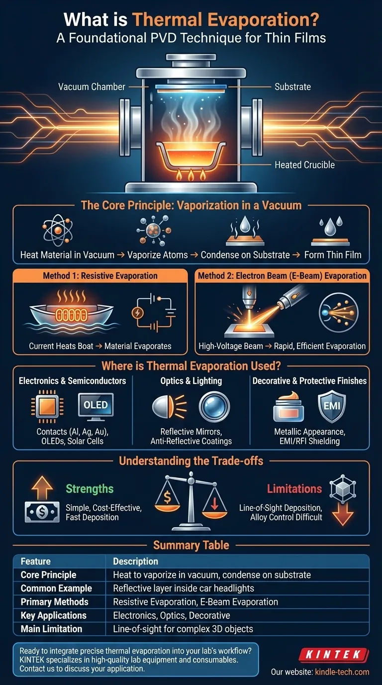 Qual è un esempio di evaporazione termica? Creazione di rivestimenti riflettenti per fari e altro ancora Guida Visiva
