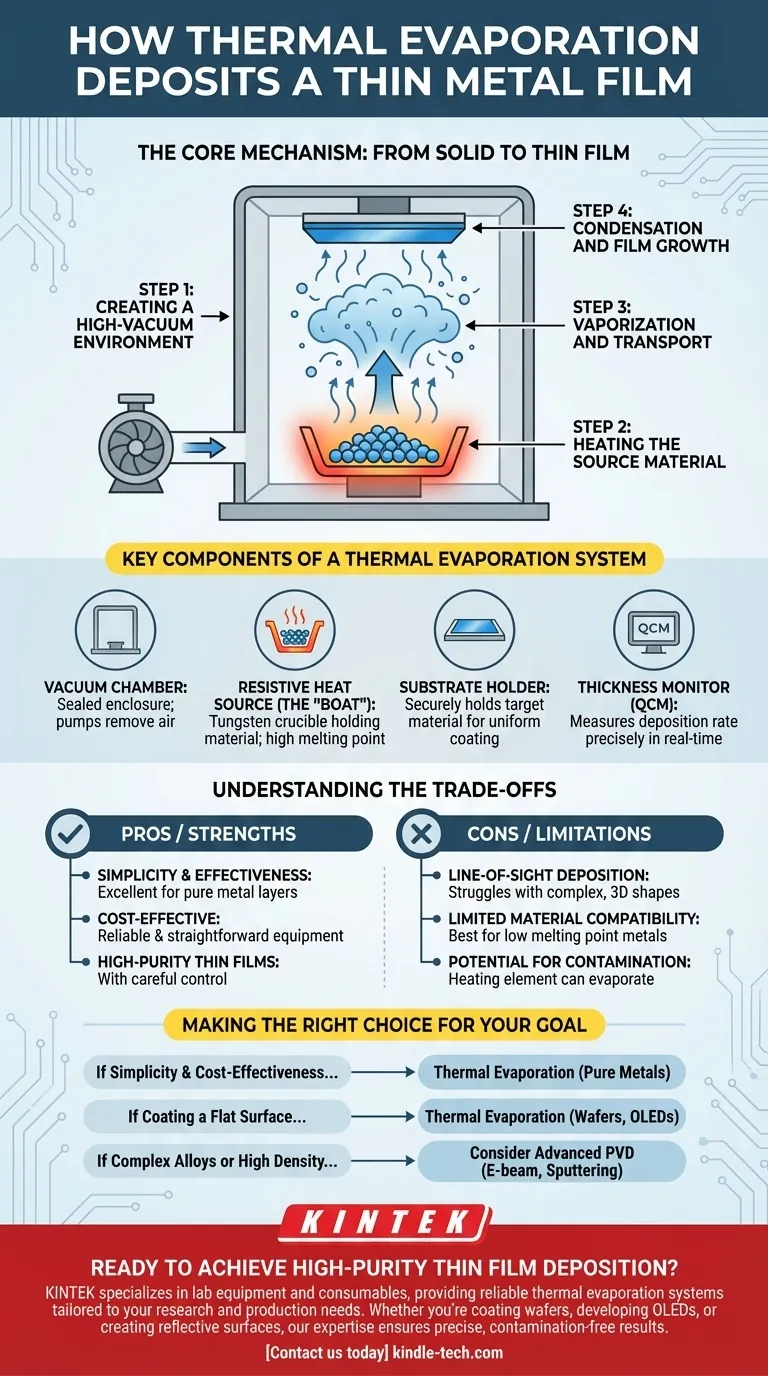 熱蒸着はどのようにして薄い金属膜を堆積させるために使用されますか？高純度コーティングのための簡単なガイド ビジュアルガイド