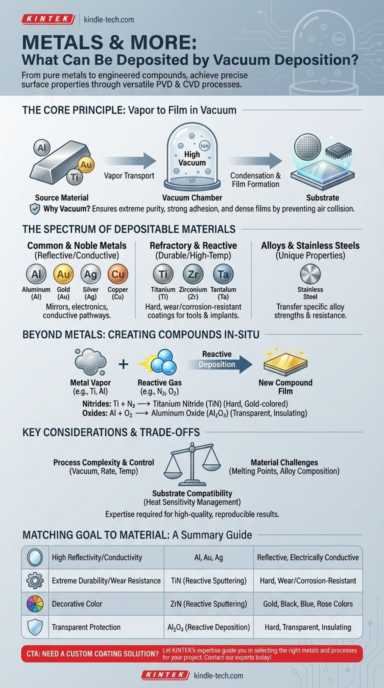¿Qué metales se pueden depositar mediante deposición al vacío? Logre propiedades superficiales precisas para su aplicación Guía Visual