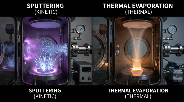 Qual è la differenza tra sputtering e evaporazione termica? Scegli il metodo PVD giusto per il tuo film sottile