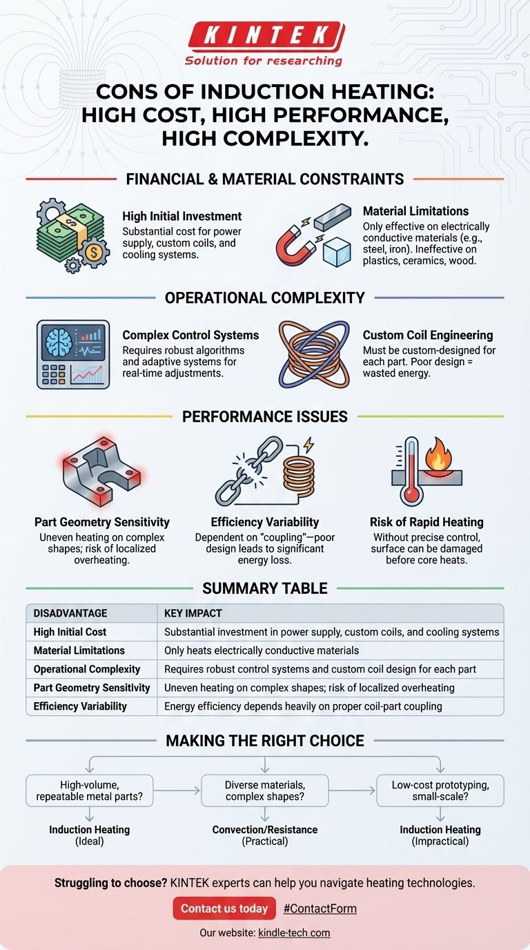 Quali sono gli svantaggi del riscaldamento a induzione? Costo elevato, limiti dei materiali e complessità operativa Guida Visiva