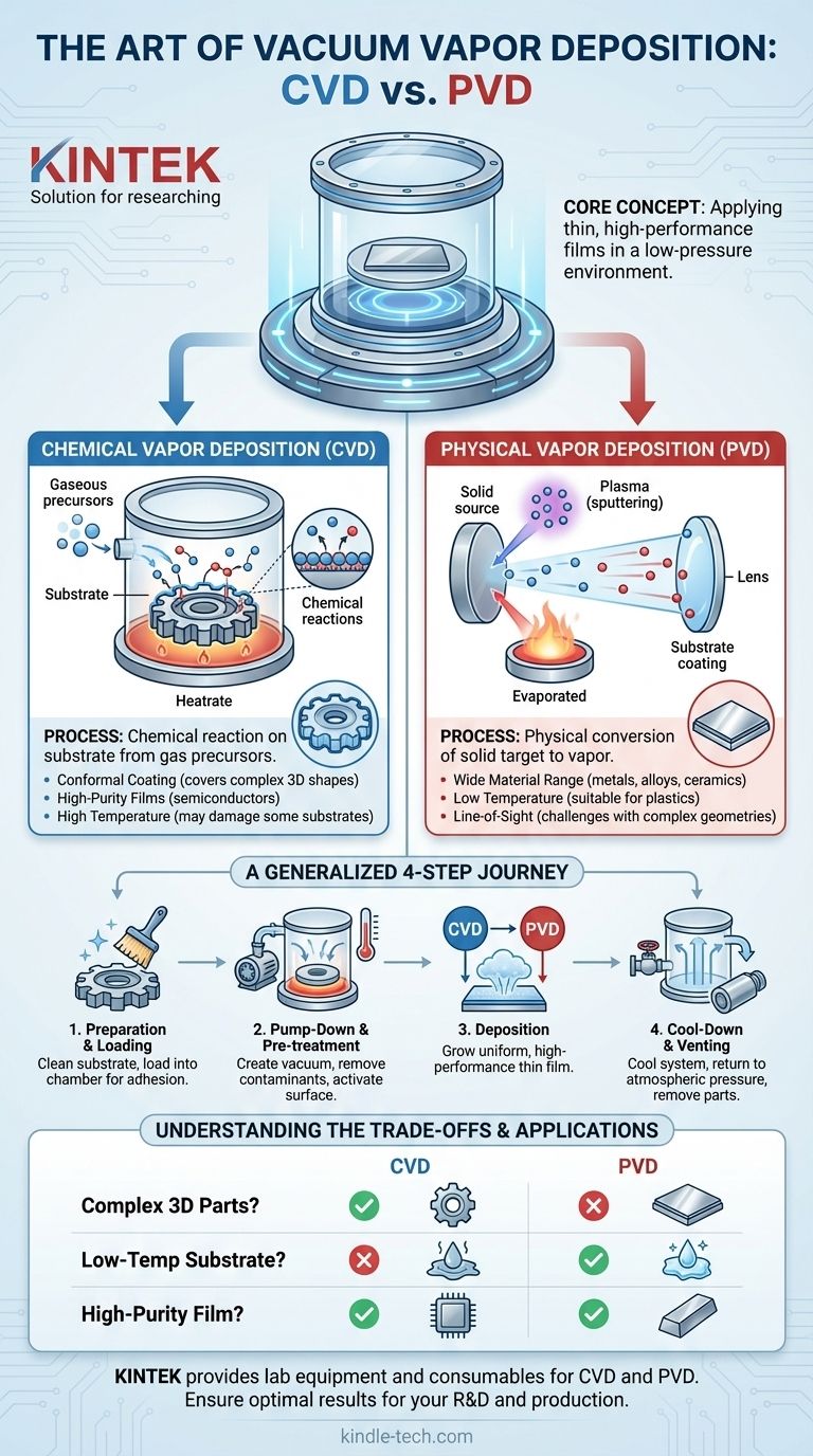 What is the process of vacuum vapor deposition? Mastering CVD and PVD Thin-Film Coating Visual Guide