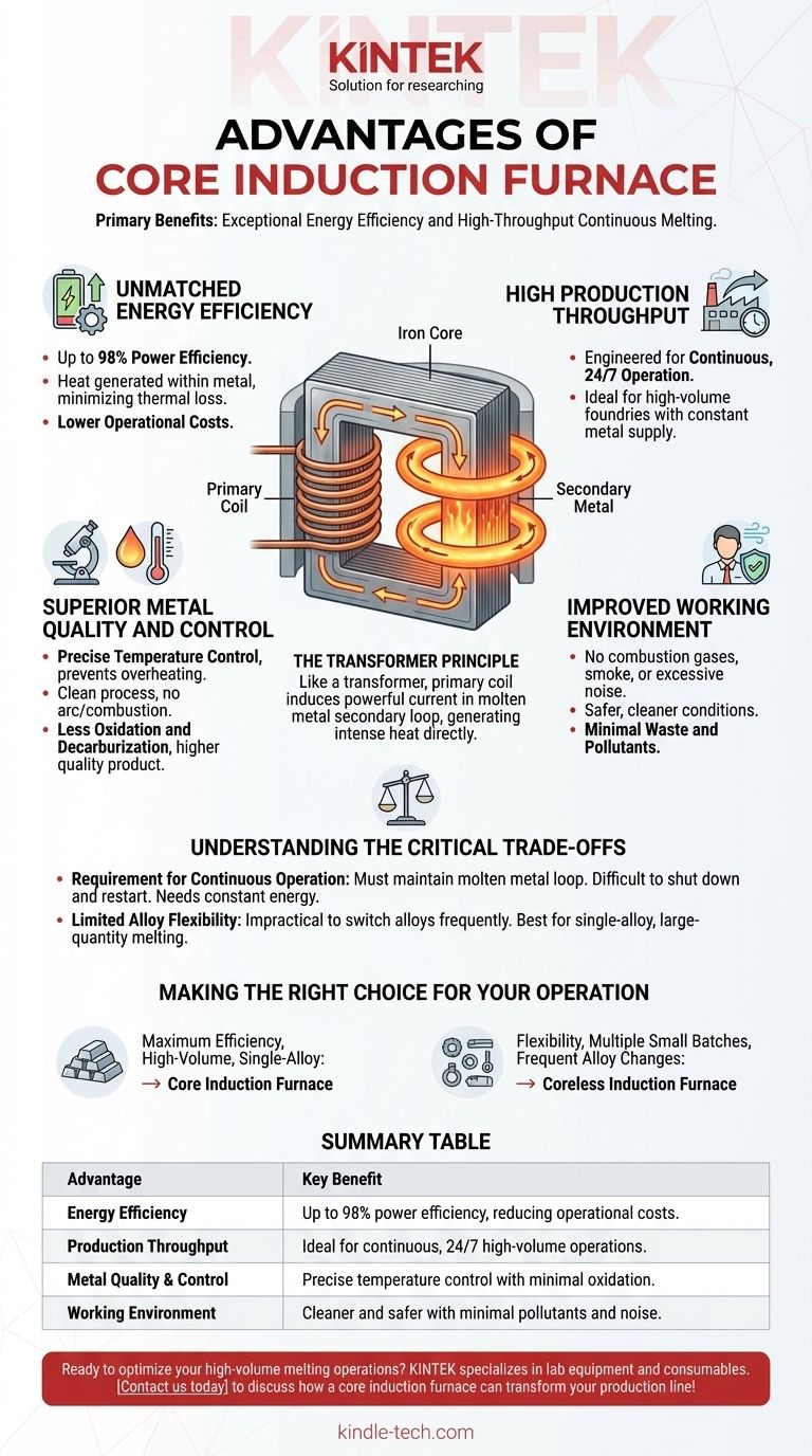 Was sind die Vorteile des Kerninduktionsofens? Erzielen Sie unübertroffene Energieeffizienz beim Schmelzen großer Mengen Visuelle Anleitung