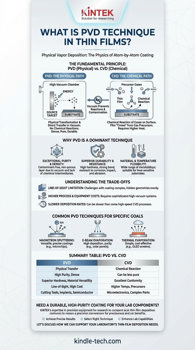 What is PVD technique in thin films? Achieve Superior Durability and Purity with Vacuum Deposition Visual Guide