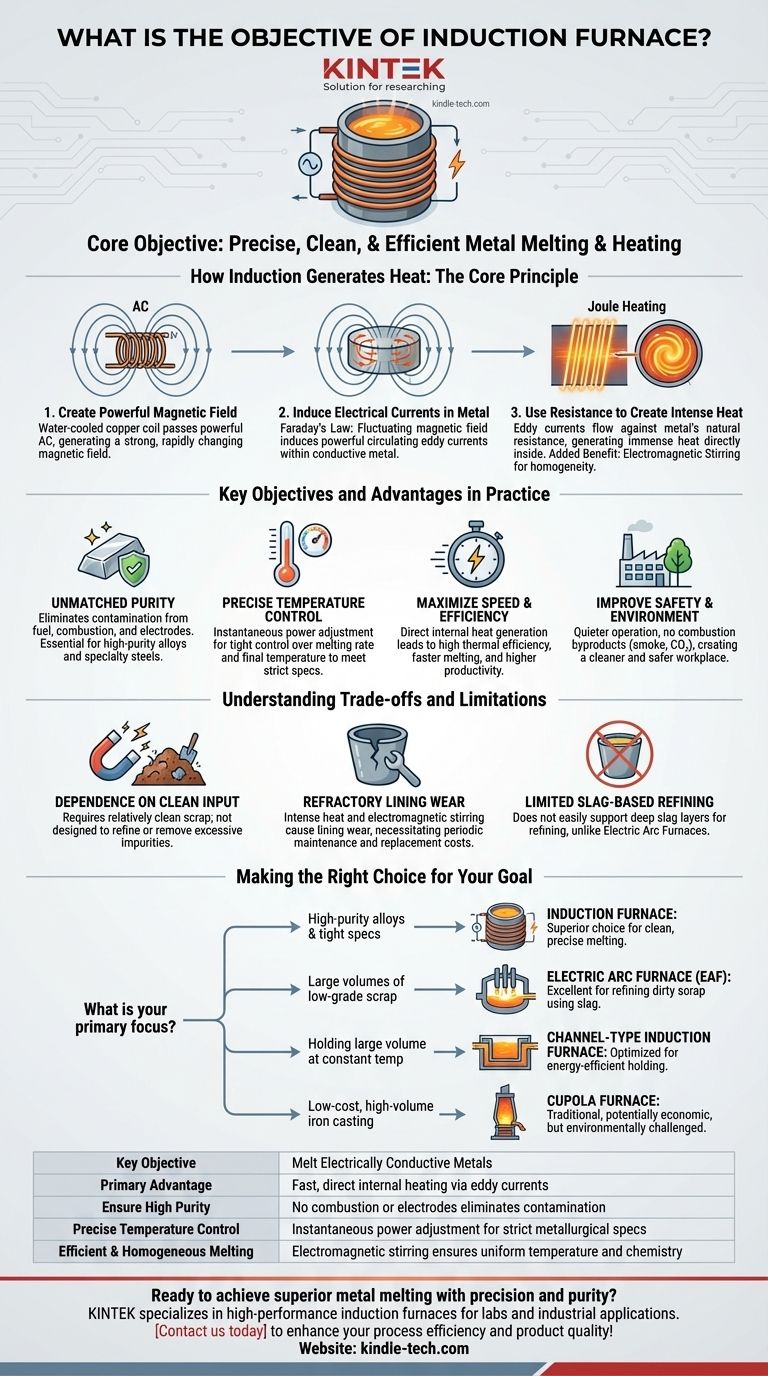 Qual è l'obiettivo del forno a induzione? Ottenere una fusione del metallo pulita e precisa con elevata purezza Guida Visiva