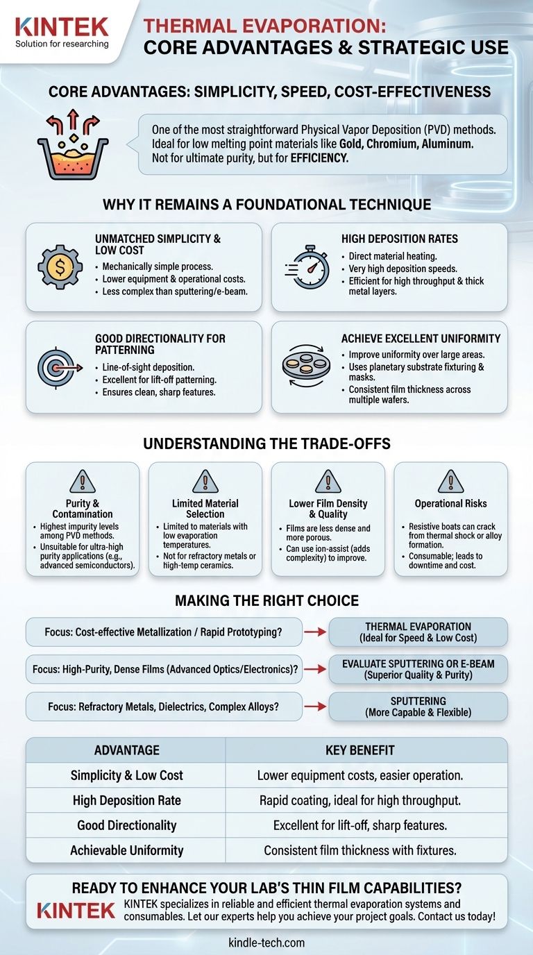 Quali sono i vantaggi dell'evaporazione termica? Deposizione di film sottili rapida ed economica Guida Visiva