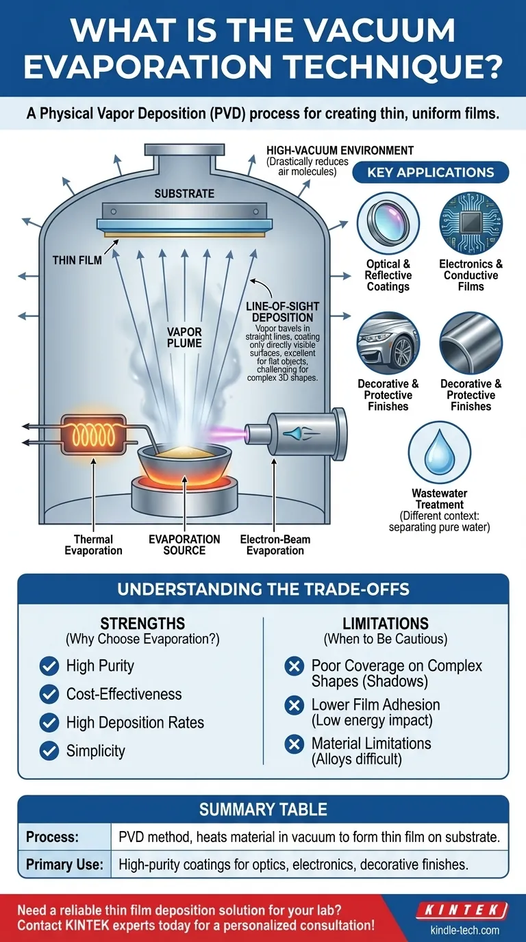 O que é a técnica de evaporação a vácuo? Um Guia para Deposição de Filmes Finos e PVD Guia Visual