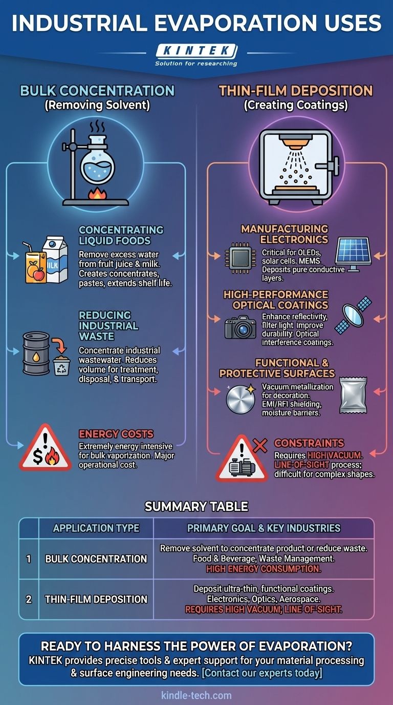 産業における蒸発の用途とは？食品濃縮からハイテク薄膜まで ビジュアルガイド