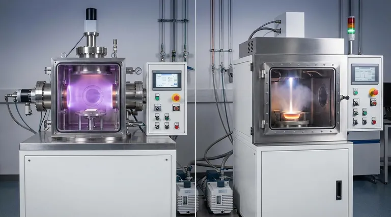 ما هو الفرق بين الترسيب بالرش (sputtering) والتبخير بالشعاع الإلكتروني (e-beam evaporation)؟ اختر طريقة الترسيب الفيزيائي للبخار (PVD) المناسبة لفيلمك الرقيق