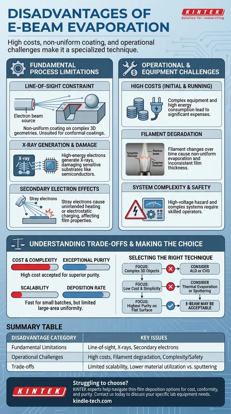 ما هي عيوب التبخير بشعاع الإلكترون؟ شرح التكاليف المرتفعة والقيود الهندسية دليل مرئي