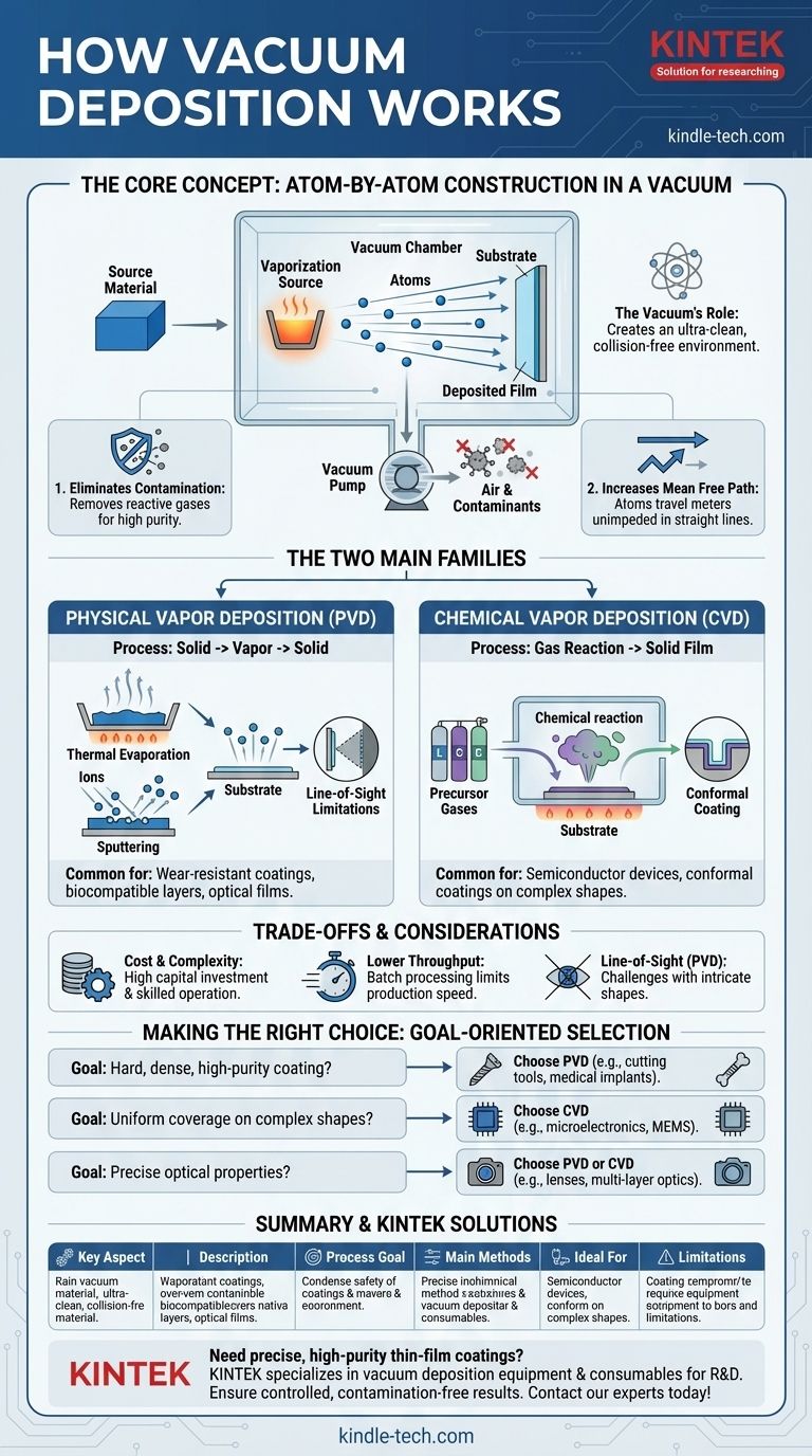 كيف يعمل الترسيب الفراغي؟ أتقن طلاء الأغشية الرقيقة لموادك دليل مرئي