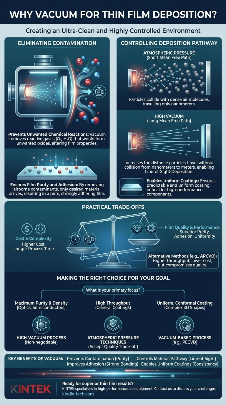 لماذا نحتاج إلى فراغ لترسيب الأغشية الرقيقة؟ ضمان النقاء والتحكم في مختبرك دليل مرئي