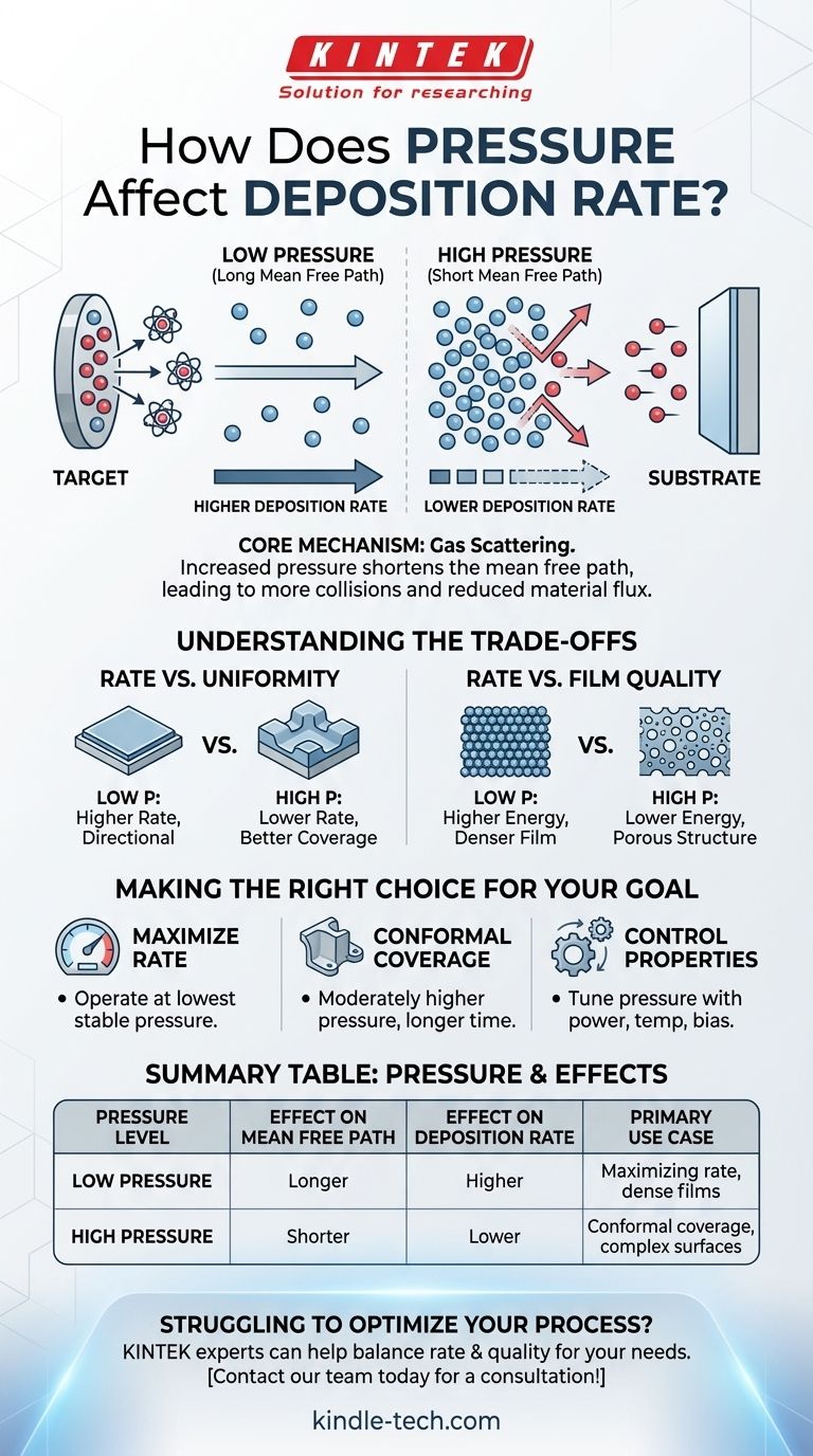 Comment la pression affecte-t-elle le taux de dépôt ? Maîtriser l'équilibre entre vitesse et qualité du film Guide Visuel