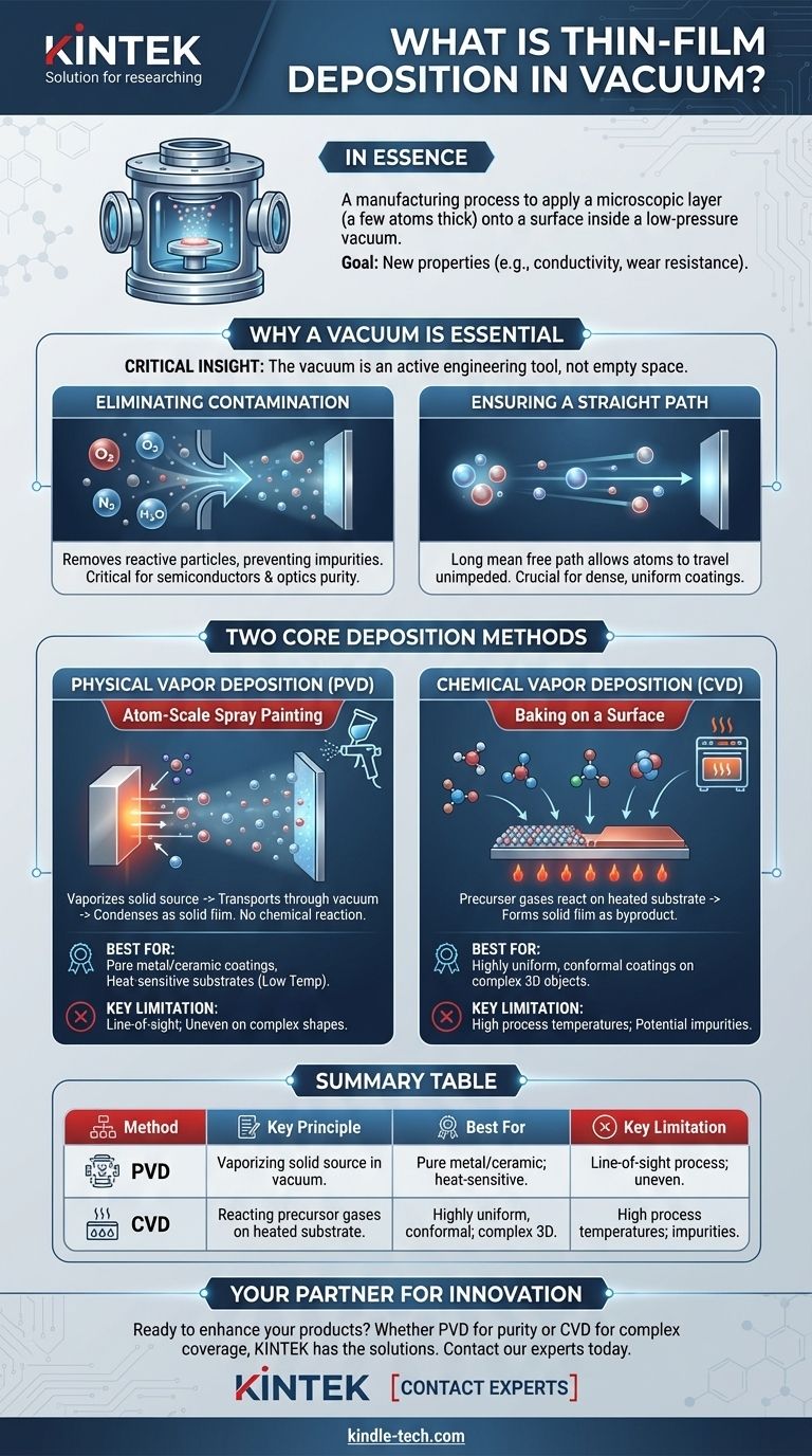 Cos'è la deposizione di film sottili sotto vuoto? Sblocca proprietà superficiali superiori Guida Visiva
