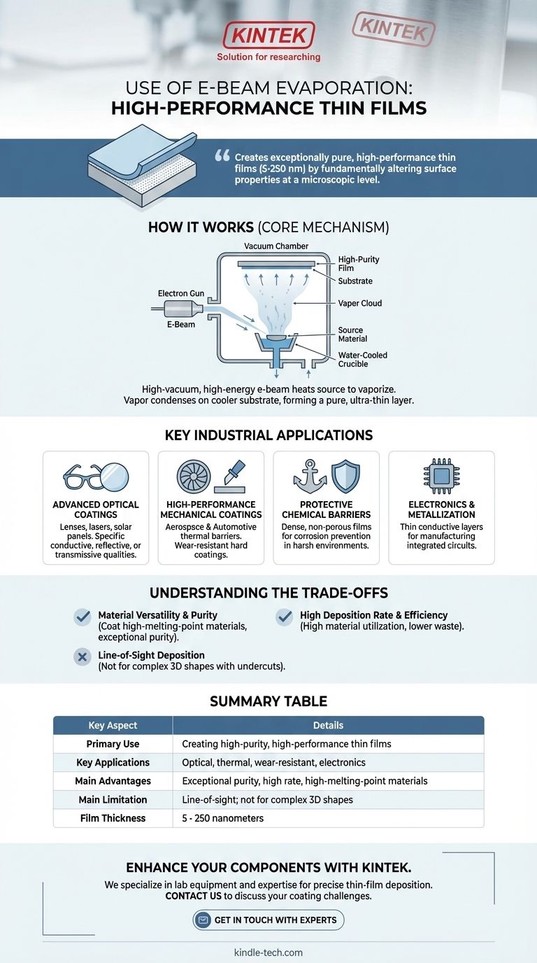 전자빔 증착의 용도는 무엇입니까? 까다로운 응용 분야를 위한 고순도 박막 구현 시각적 가이드