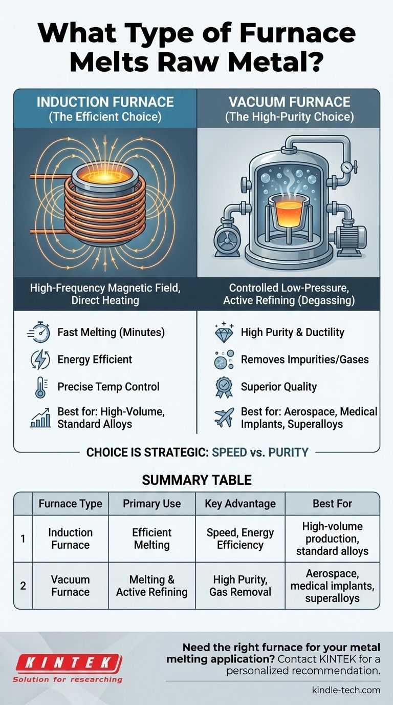 Quel type de four est utilisé pour faire fondre le métal brut ? Four à induction vs. Four sous vide expliqué Guide Visuel
