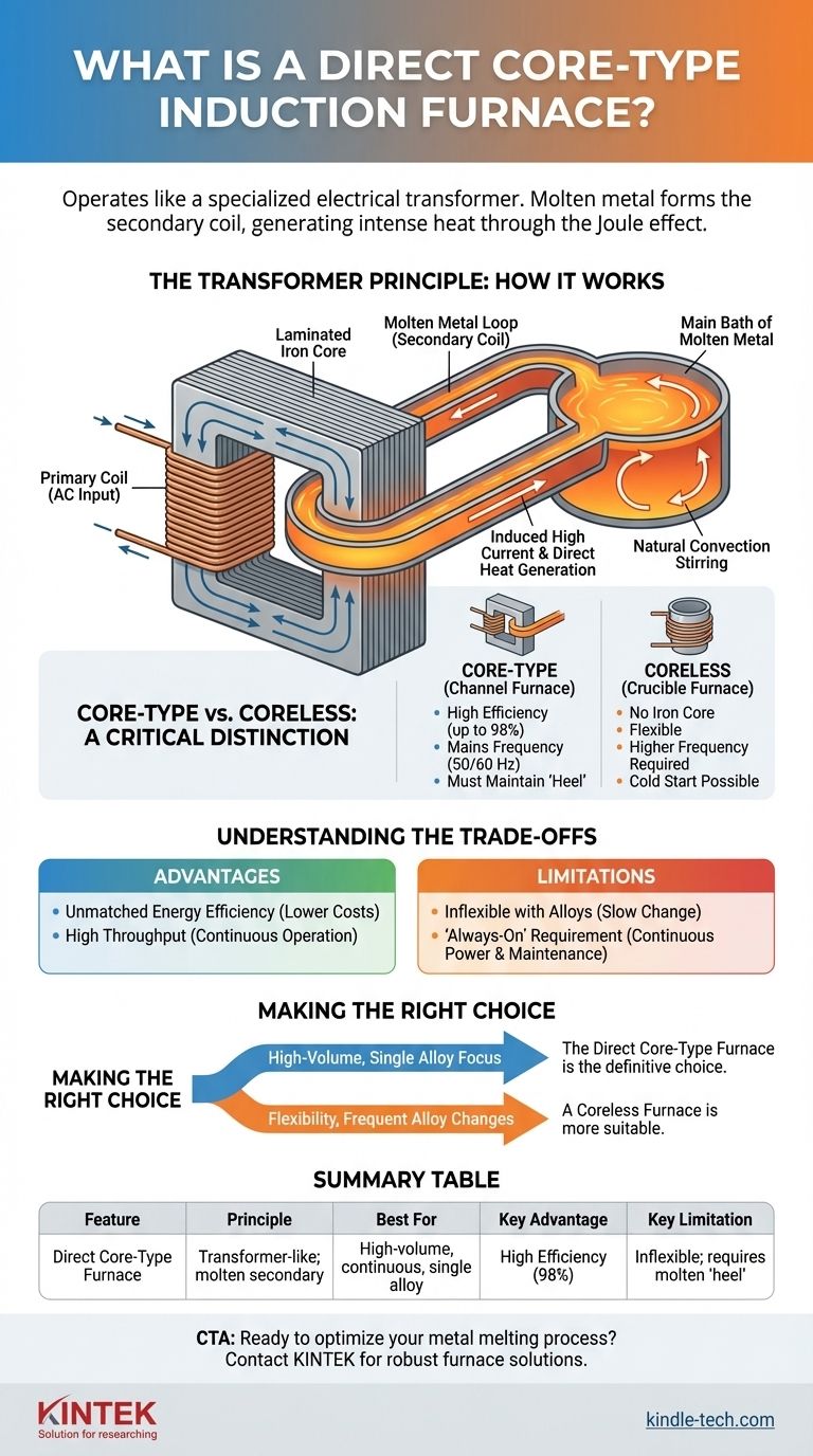 Cos'è un forno a induzione a nucleo diretto? Efficienza ineguagliabile per la fusione di metalli ad alto volume Guida Visiva