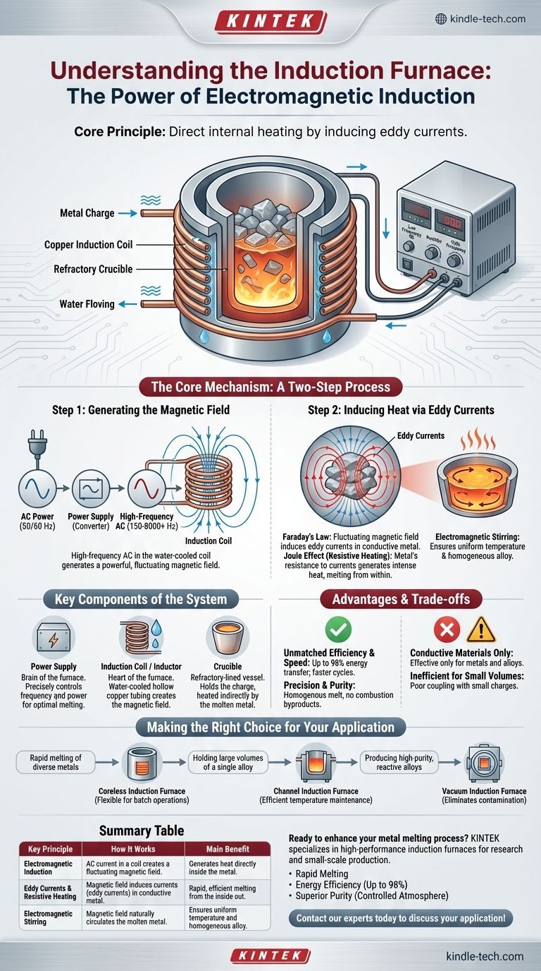 Qual é o princípio de funcionamento do forno de indução? Alcance a Fusão de Metais Rápida e Eficiente Guia Visual