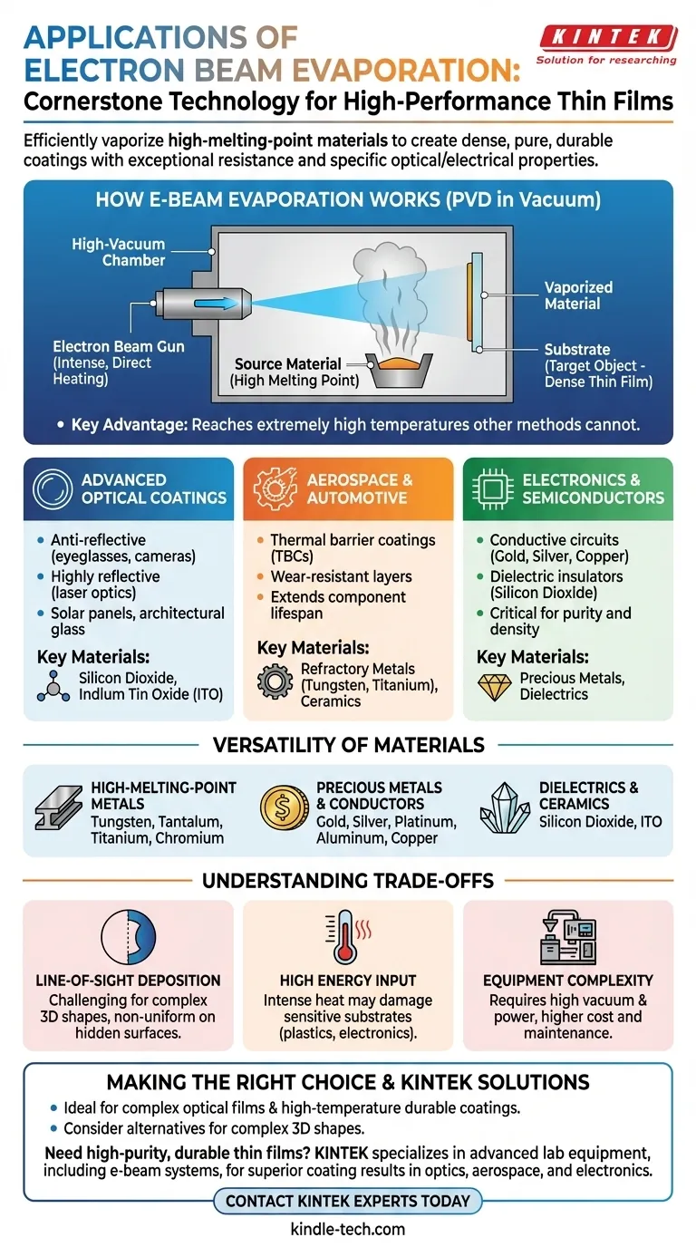 Quais são as aplicações da evaporação por feixe de elétrons? Filmes Finos de Precisão para Indústrias de Alta Tecnologia Guia Visual