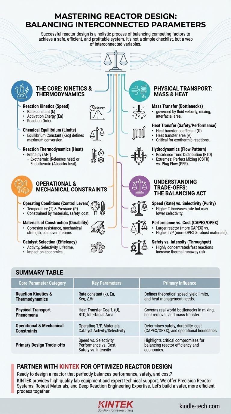 Каковы параметры проектирования реактора? Освойте кинетику, транспортные процессы и безопасность для оптимальной производительности Визуальное руководство