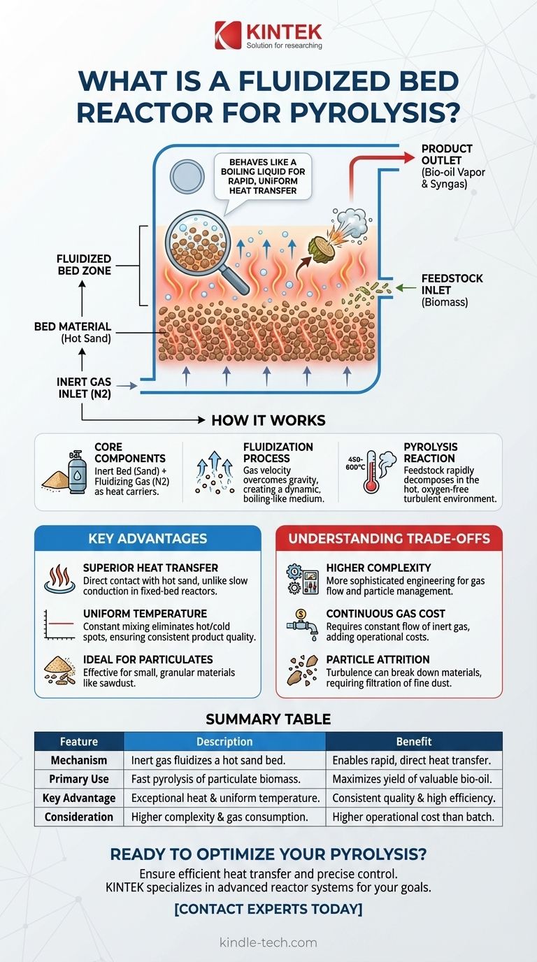 What is a fluidized bed reactor for pyrolysis? Achieve Fast, Uniform Biomass Conversion Visual Guide