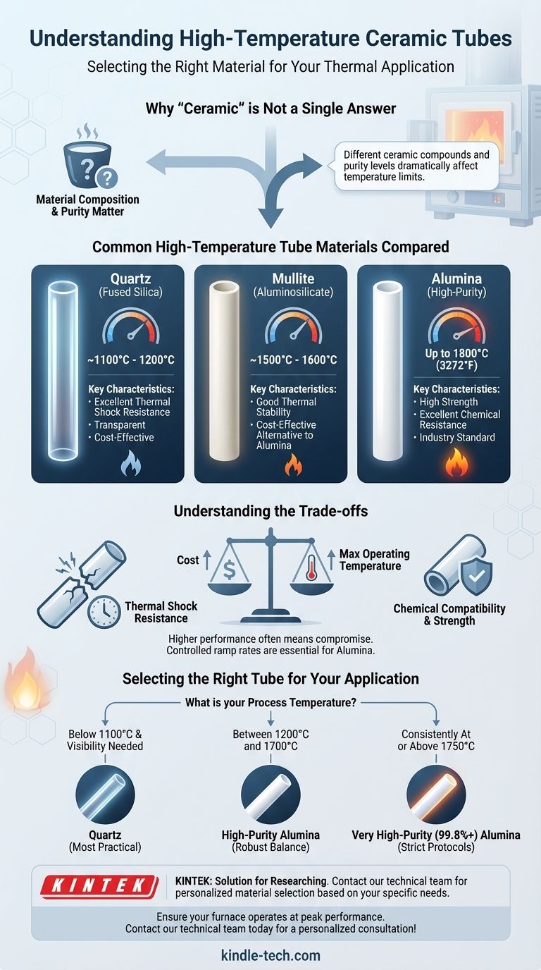 ¿Cuál es la temperatura alta de un tubo cerámico? De 1100 °C a 1800 °C, elija el material adecuado Guía Visual