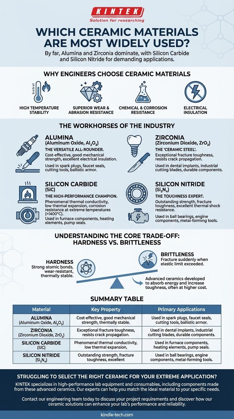 ¿Cuáles son los materiales cerámicos más utilizados? Una guía sobre alúmina, zirconia, SiC y Si3N4 Guía Visual