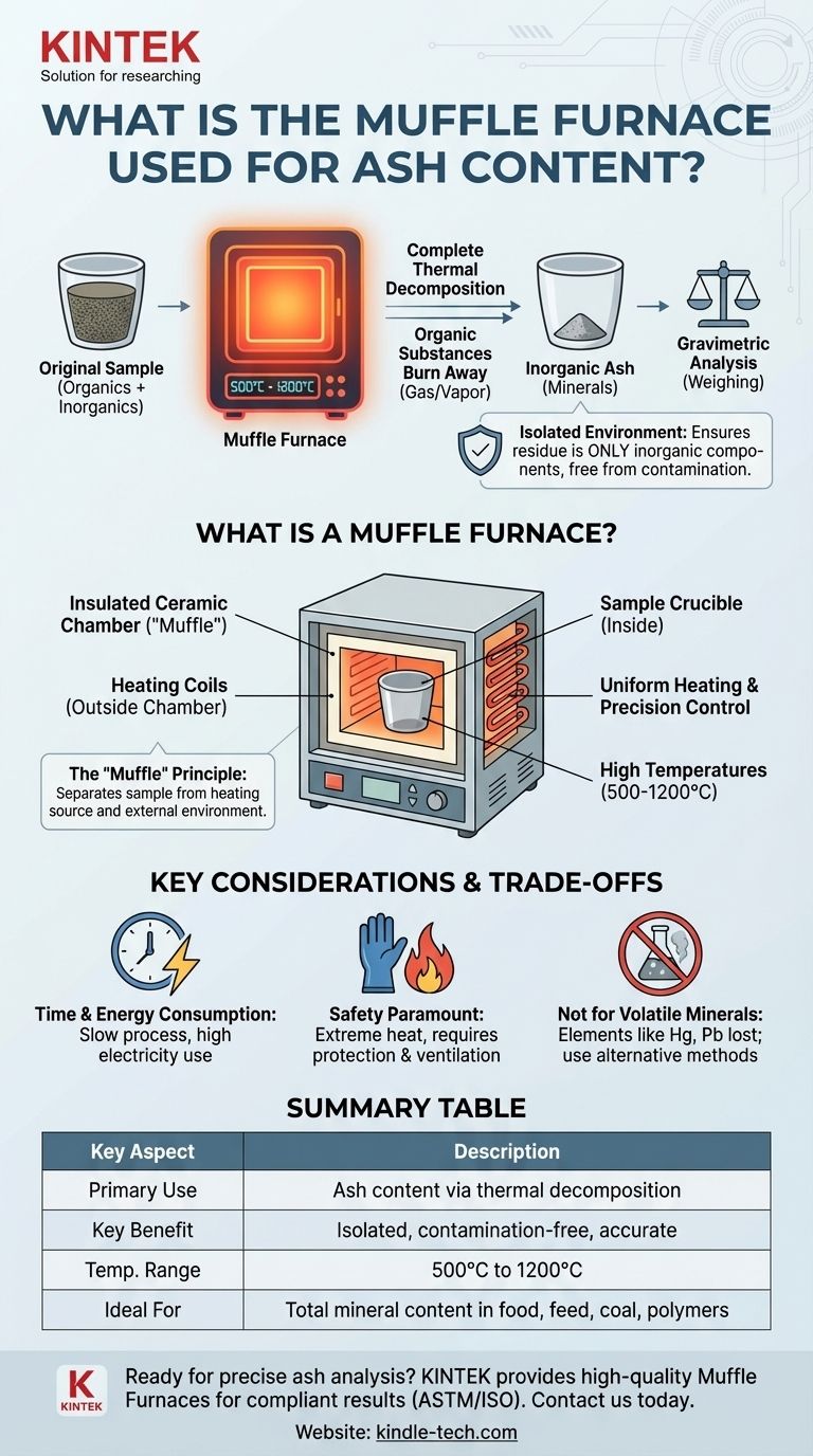 What is the muffle furnace used for ash content? Achieve Accurate Gravimetric Analysis Visual Guide