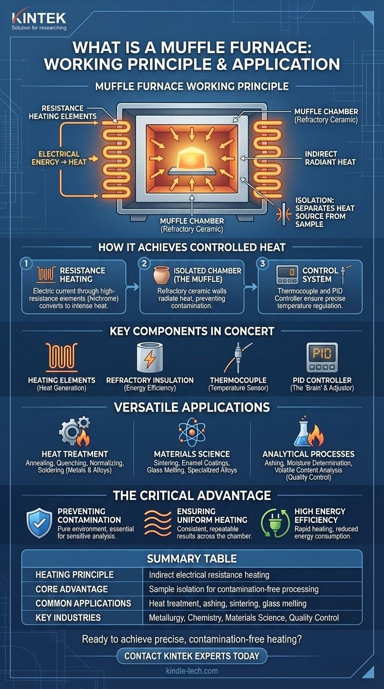 Quel est le principe de fonctionnement et l'application d'un four à moufle ? Obtenez un traitement à haute température sans contamination Guide Visuel