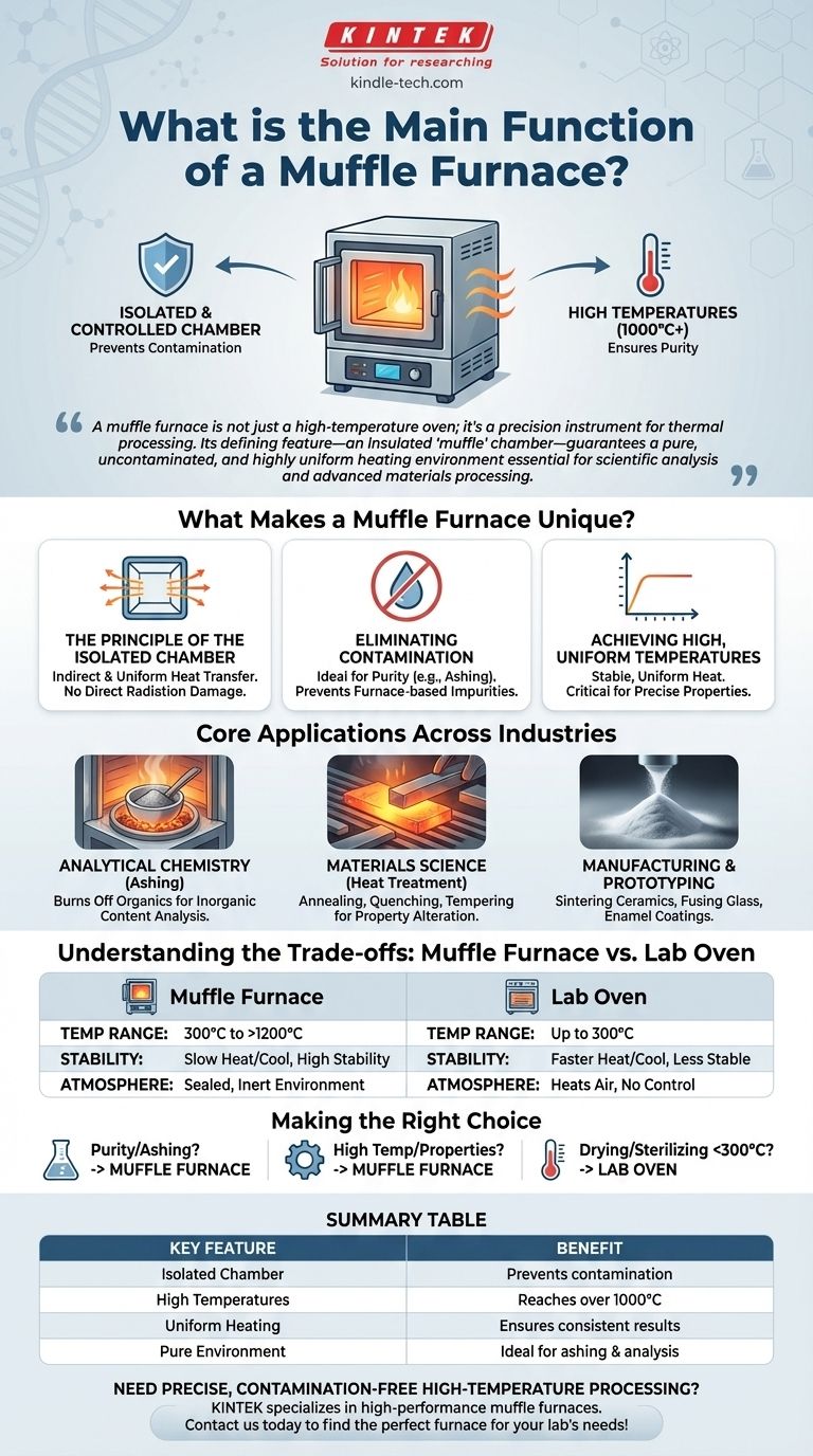 ¿Cuál es la función principal de un horno mufla? Lograr un procesamiento puro a alta temperatura Guía Visual
