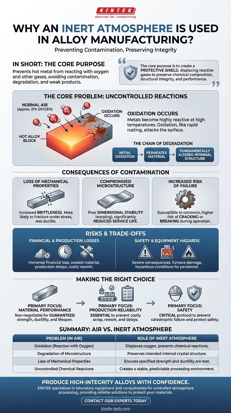 Why an inert atmosphere is used in the manufacture of the alloy? Prevent Contamination & Ensure Material Integrity Visual Guide
